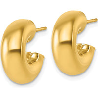 14K Yellow Gold Polished 6.00 x 15mm C-Hoop Post Earrings by 0