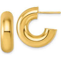 14K Yellow Gold Polished 6.00 x 20mm Tube C-Hoop Post Earrings by 0