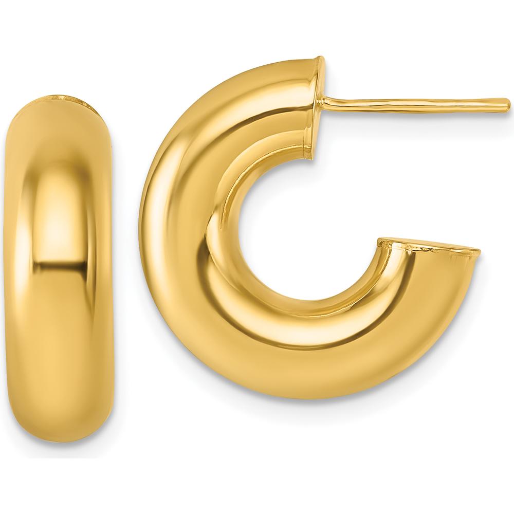 14K Yellow Gold Polished 6.00 x 20mm Tube C-Hoop Post Earrings by 0