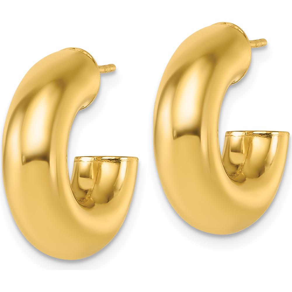 14K Yellow Gold Polished 6.00 x 20mm Tube C-Hoop Post Earrings by 0