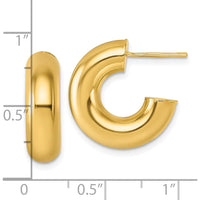 14K Yellow Gold Polished 6.00 x 20mm Tube C-Hoop Post Earrings by 0