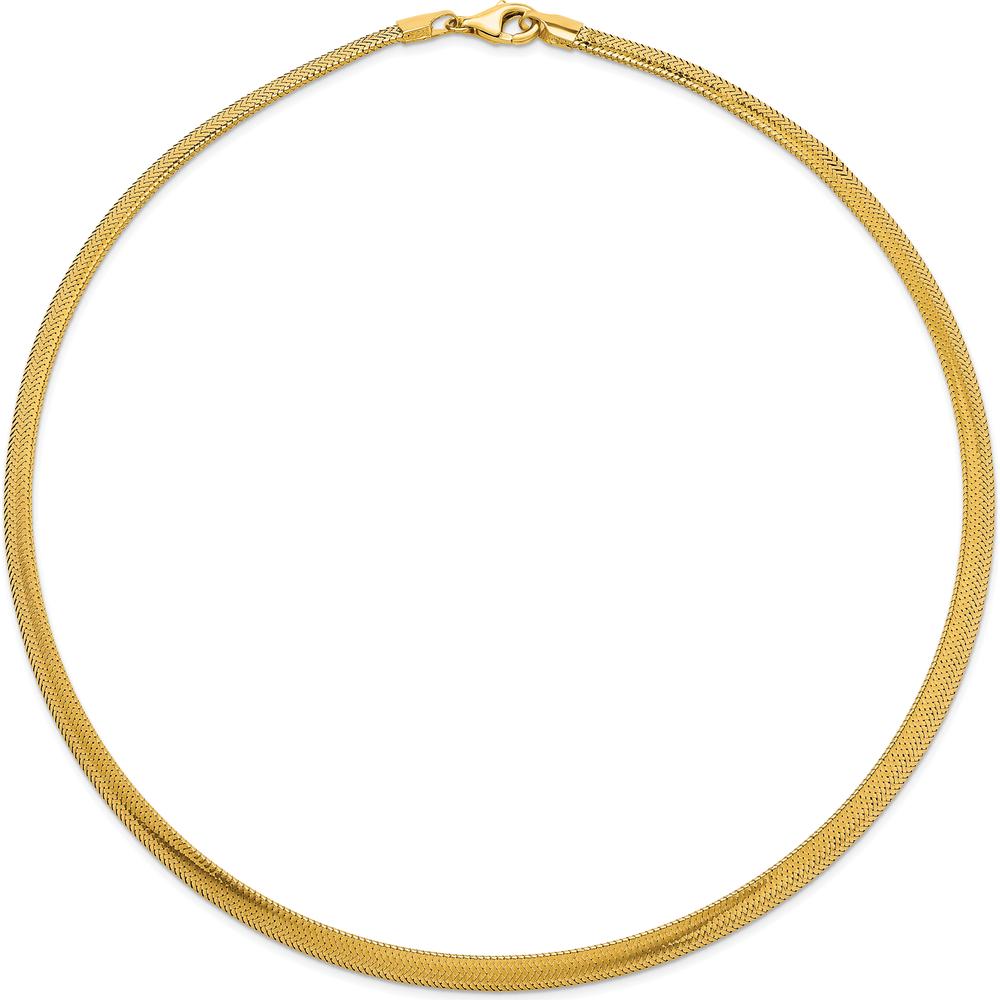 14K Yellow Gold Polished 6.1mm Woven Mesh 17" Necklace by 0