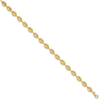 14K Yellow Gold Polished 6.3mm Puffed Anchor/Mariner Link Bracelet - 7.75" Length by Oro Pregiato