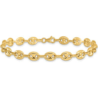 14K Yellow Gold Polished 6.3mm Puffed Anchor/Mariner Link Bracelet - 7.75" Length by Oro Pregiato