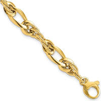14K Yellow Gold Polished 6.4mm Fancy Twisted Link 7" Bracelet by 0