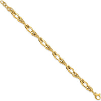 14K Yellow Gold Polished 6.4mm Fancy Twisted Link 7" Bracelet by 0