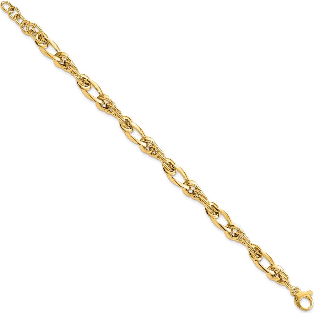 14K Yellow Gold Polished 6.4mm Fancy Twisted Link 7" Bracelet by 0