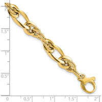 14K Yellow Gold Polished 6.4mm Fancy Twisted Link 7" Bracelet by 0