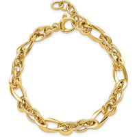 14K Yellow Gold Polished 6.4mm Fancy Twisted Link 7" Bracelet by 0
