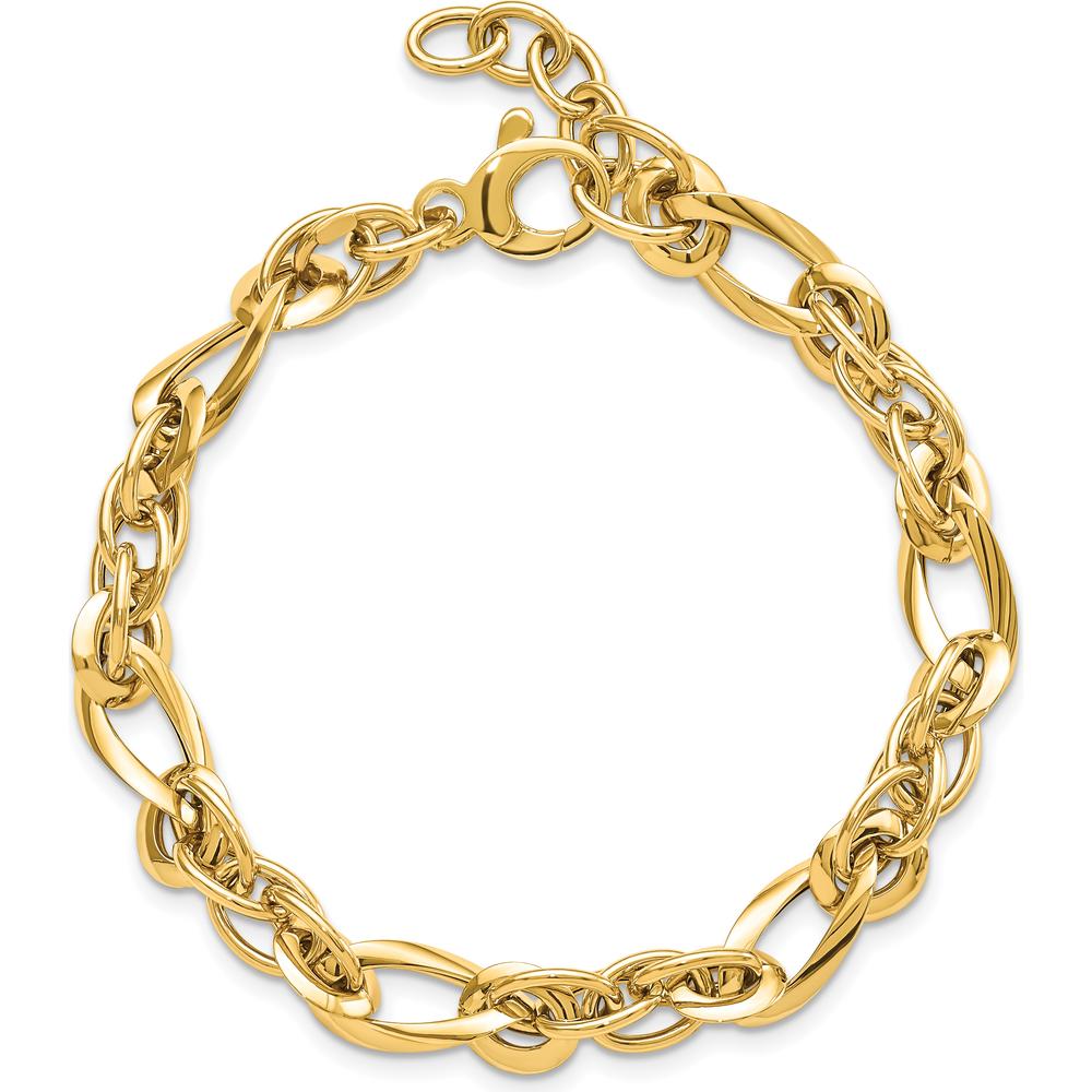 14K Yellow Gold Polished 6.4mm Fancy Twisted Link 7" Bracelet by 0