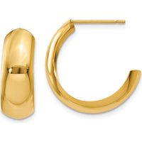 14K Yellow Gold Polished 6.5mm C-Hoop Earrings by 0