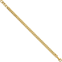 14K Yellow Gold Polished 6.5mm Flat Curb Chain Bracelet - 7.5" Length with 1" Extender by 0