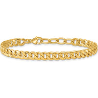 14K Yellow Gold Polished 6.5mm Flat Curb Chain Bracelet - 7.5" Length with 1" Extender by 0