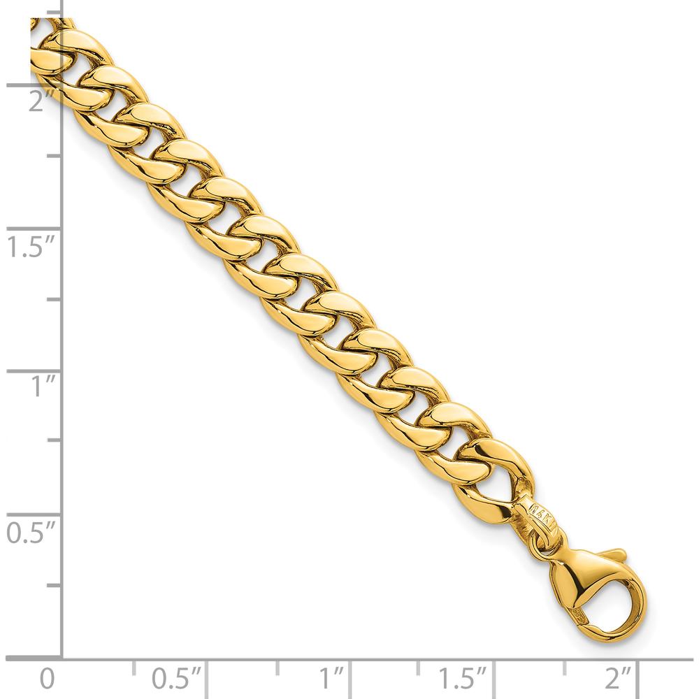 14K Yellow Gold Polished 6.5mm Flat Curb Chain Bracelet - 7.5" Length with 1" Extender by 0