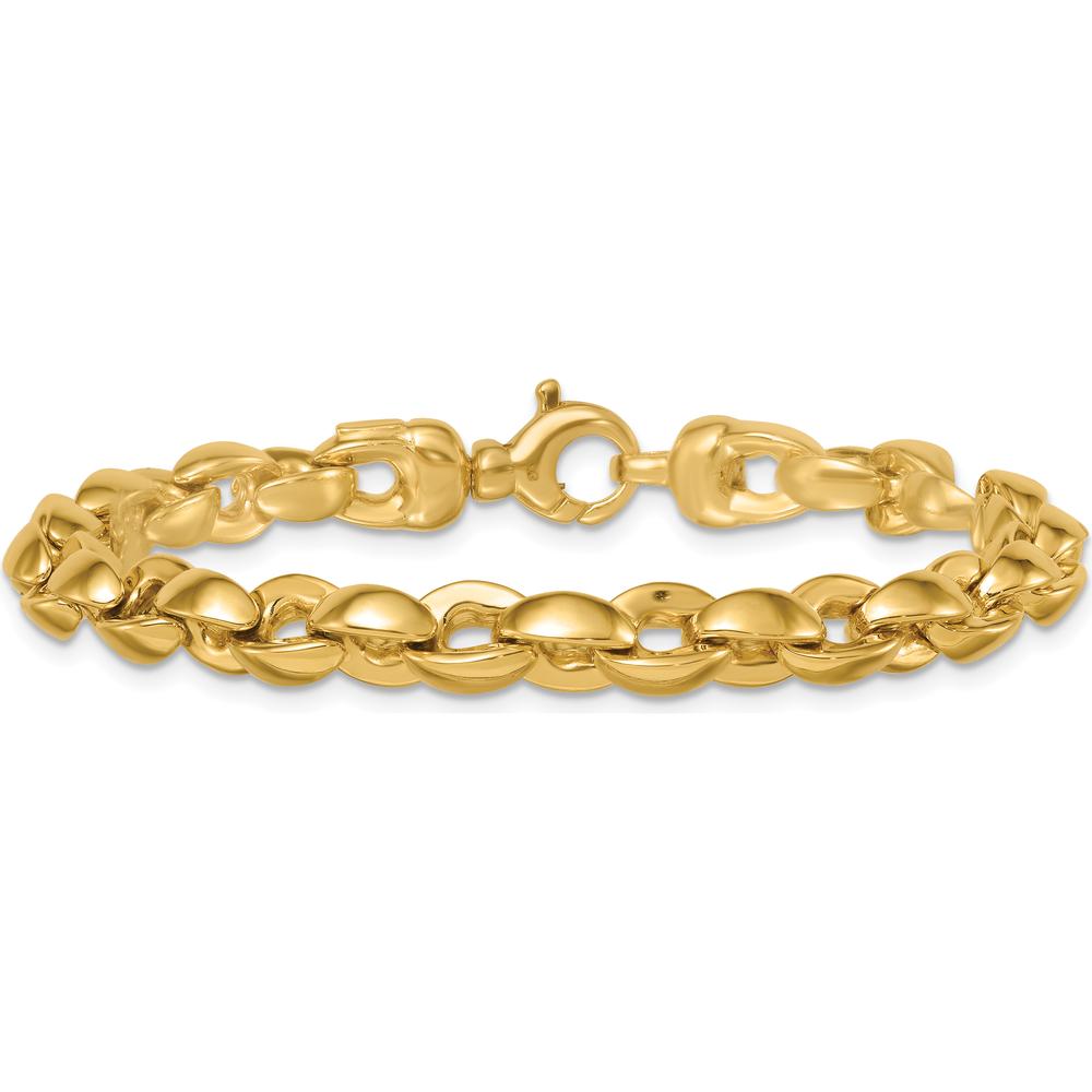 14K Yellow Gold Polished 6.75mm Round Fancy Link Bracelet - 7.5" Length by 0