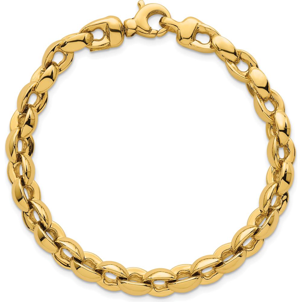 14K Yellow Gold Polished 6.75mm Round Fancy Link Bracelet - 7.5" Length by 0