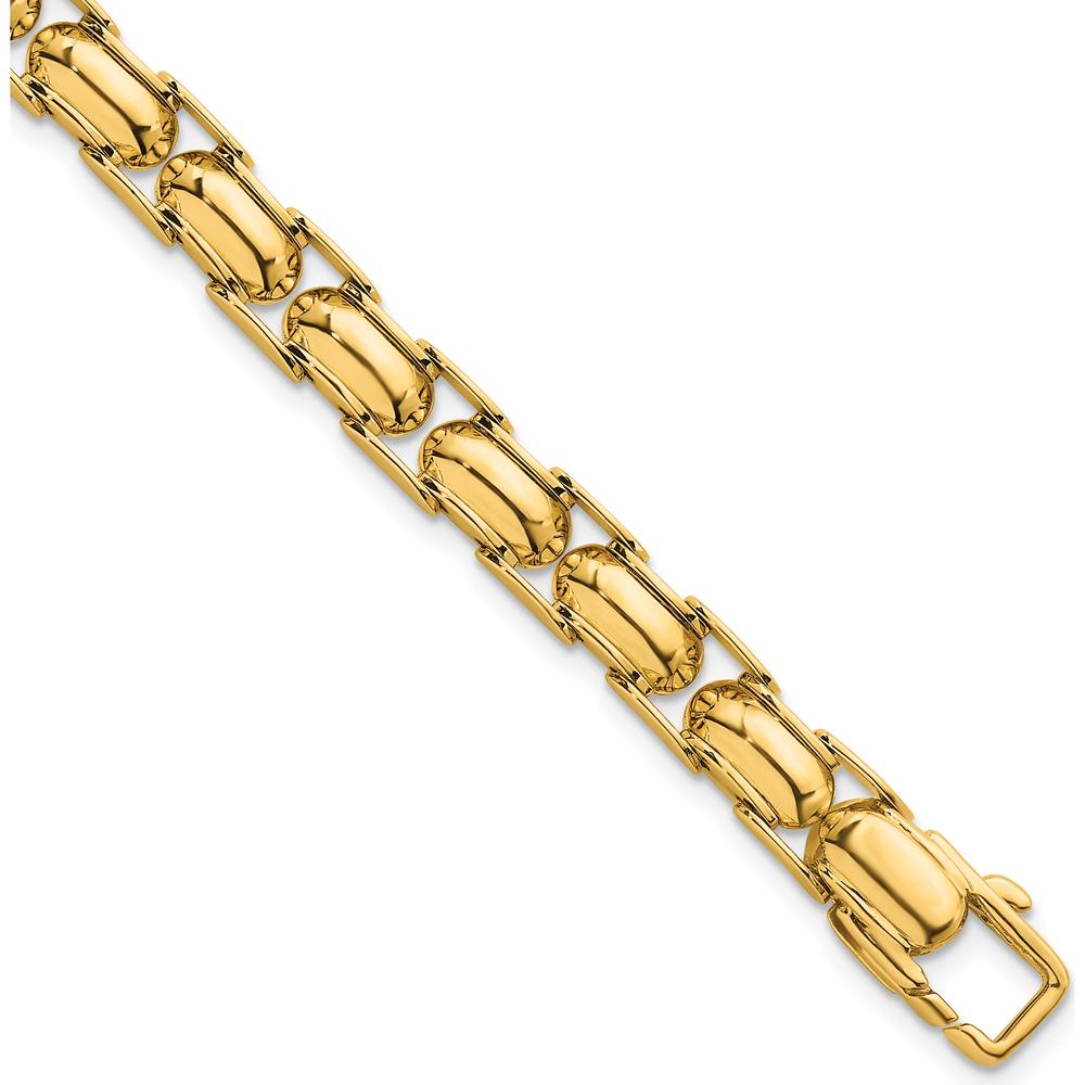 14K Yellow Gold Polished 6.9mm Fancy Link Bracelet - 7.5" Length by 0