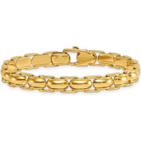 14K Yellow Gold Polished 6.9mm Fancy Link Bracelet - 7.5" Length by 0