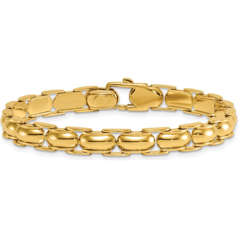 14K Yellow Gold Polished 6.9mm Fancy Link Bracelet - 7.5" Length by 0