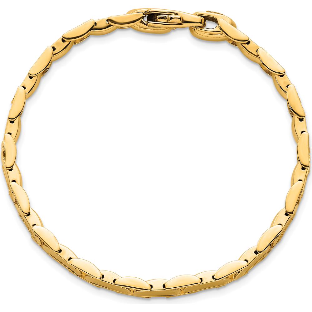 14K Yellow Gold Polished 6.9mm Fancy Link Bracelet - 7.5" Length by 0