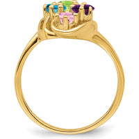 14K Yellow Gold Polished 6-Stone Mother's Ring Mounting - Customizable with Colorful Gemstones by Oro Pregiato