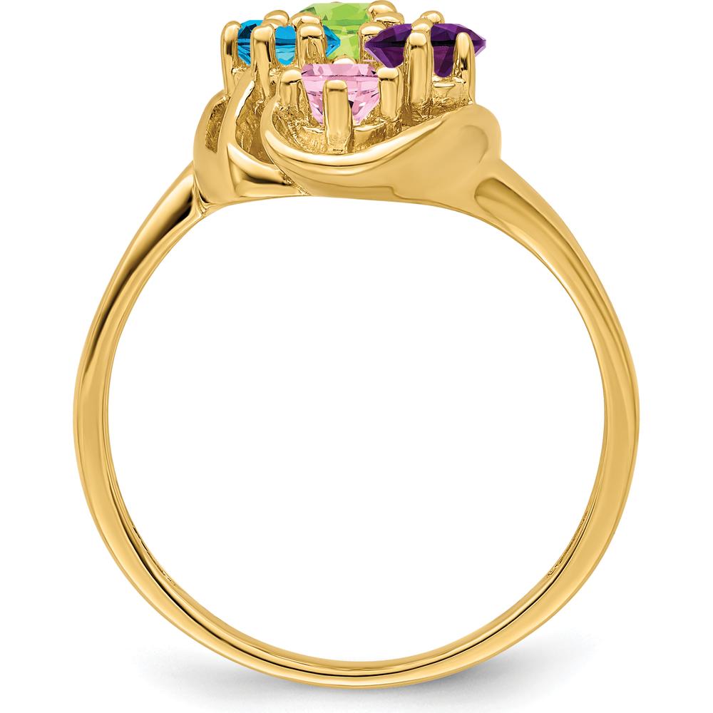14K Yellow Gold Polished 6-Stone Mother's Ring Mounting - Customizable with Colorful Gemstones by Oro Pregiato