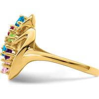 14K Yellow Gold Polished 6-Stone Mother's Ring Mounting - Customizable with Colorful Gemstones by Oro Pregiato