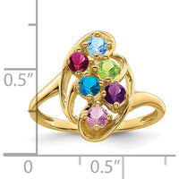 14K Yellow Gold Polished 6-Stone Mother's Ring Mounting - Customizable with Colorful Gemstones by Oro Pregiato