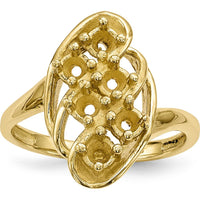 14K Yellow Gold Polished 6-Stone Mother's Ring Mounting - Customizable with Colorful Gemstones by Oro Pregiato