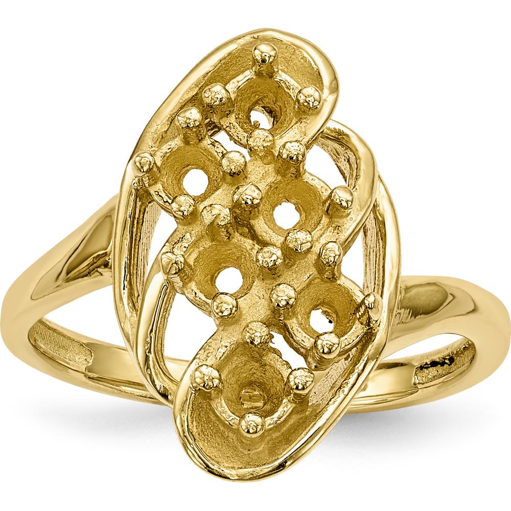 14K Yellow Gold Polished 6-Stone Mother's Ring Mounting - Customizable with Colorful Gemstones by Oro Pregiato