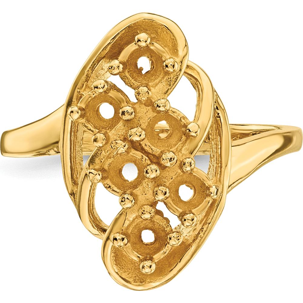 14K Yellow Gold Polished 6-Stone Mother's Ring Mounting - Customizable with Colorful Gemstones by Oro Pregiato