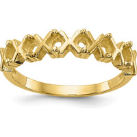14K Yellow Gold Polished 6-Stone Mother's Ring Mounting with Round Prong Settings by Oro Pregiato