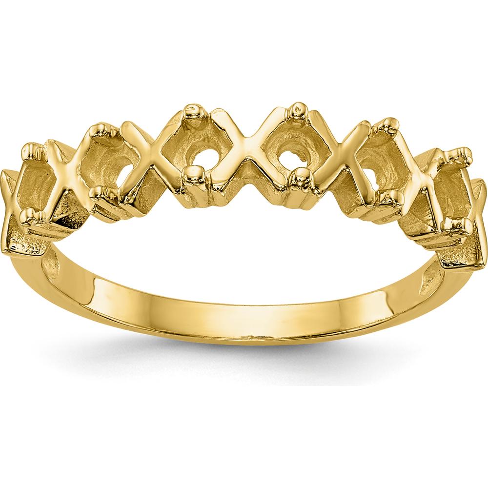 14K Yellow Gold Polished 6-Stone Mother's Ring Mounting with Round Prong Settings by Oro Pregiato
