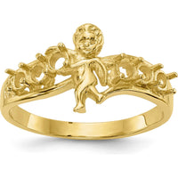 14K Yellow Gold Polished 6-Stone Mother's Ring with Angel Design - Mounting Only by Oro Pregiato