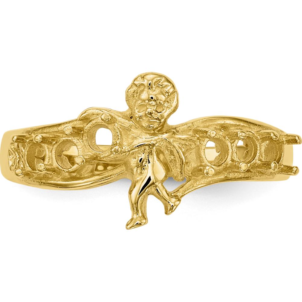 14K Yellow Gold Polished 6-Stone Mother's Ring with Angel Design - Mounting Only by Oro Pregiato