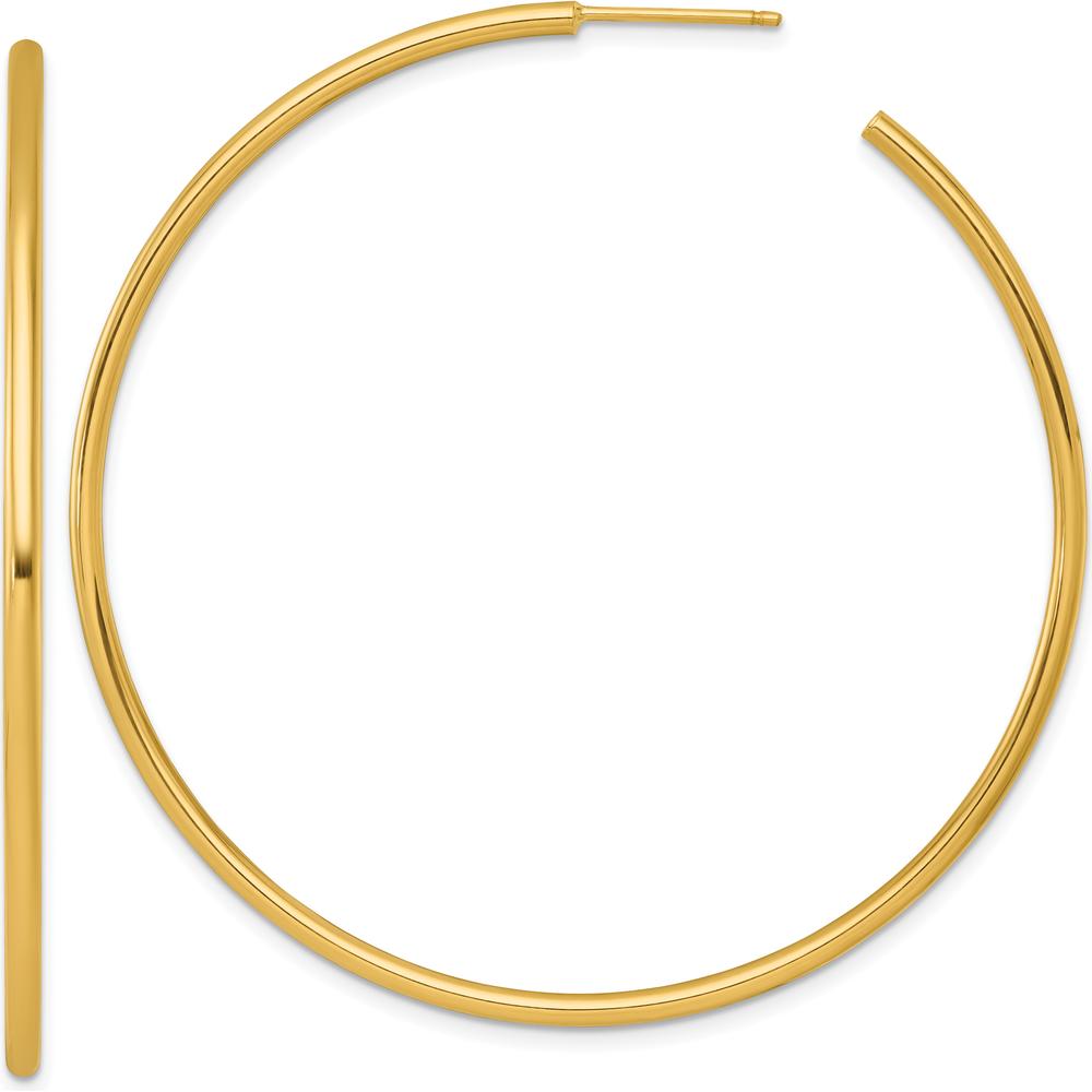 14K Yellow Gold Polished 60mm C-Hoop Earrings by 0