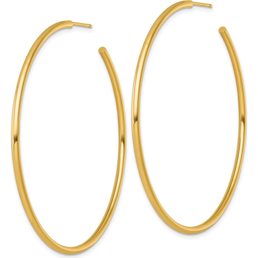 14K Yellow Gold Polished 60mm C-Hoop Earrings by 0