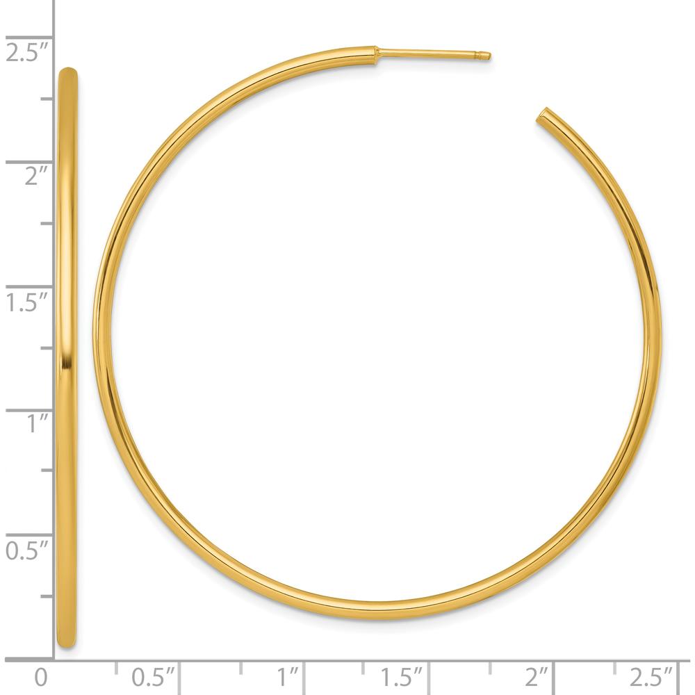 14K Yellow Gold Polished 60mm C-Hoop Earrings by 0