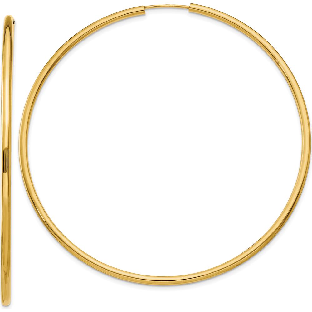 14K Yellow Gold Polished 65mm Endless Hoop Earrings by Oro Pregiato