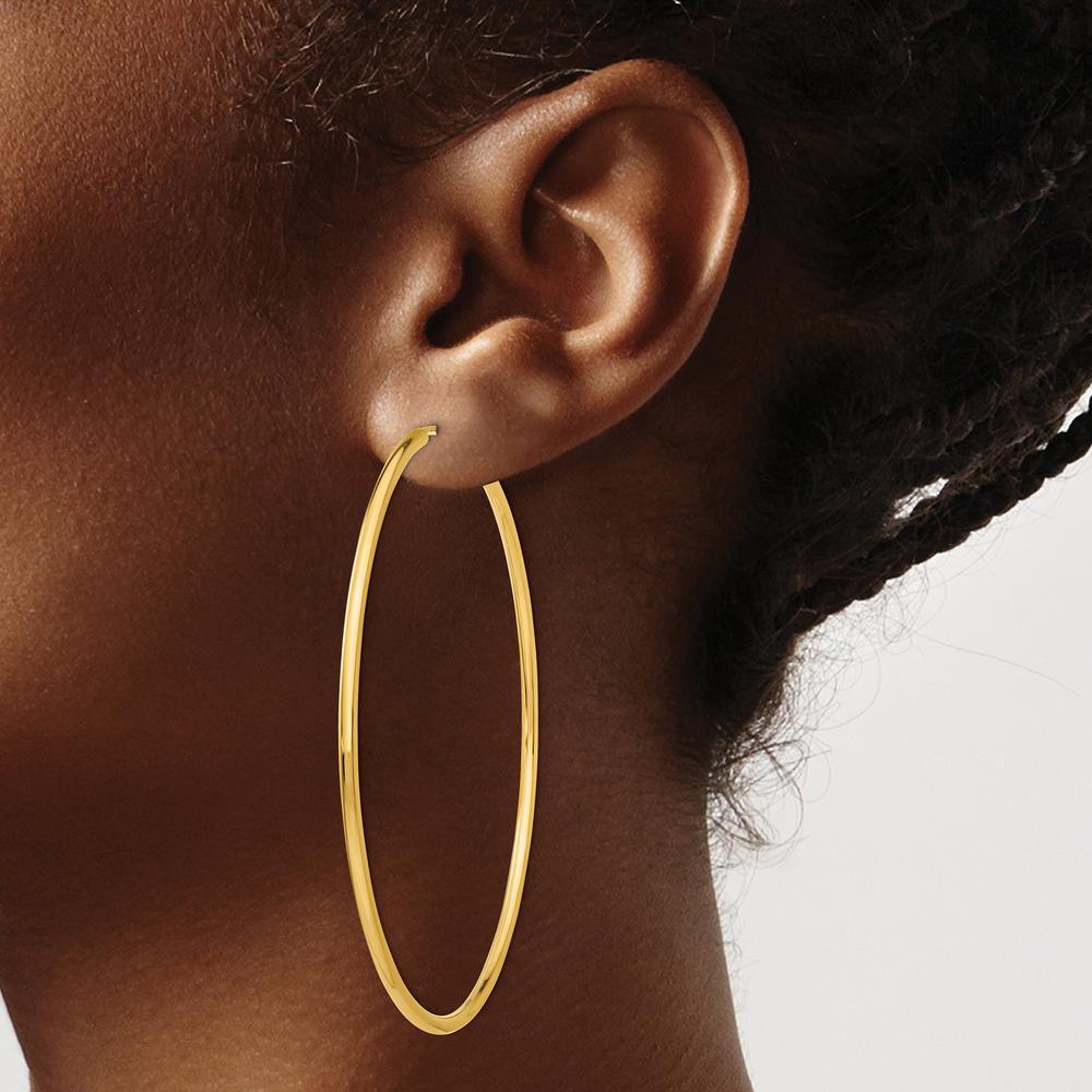 14K Yellow Gold Polished 65mm Endless Hoop Earrings by Oro Pregiato