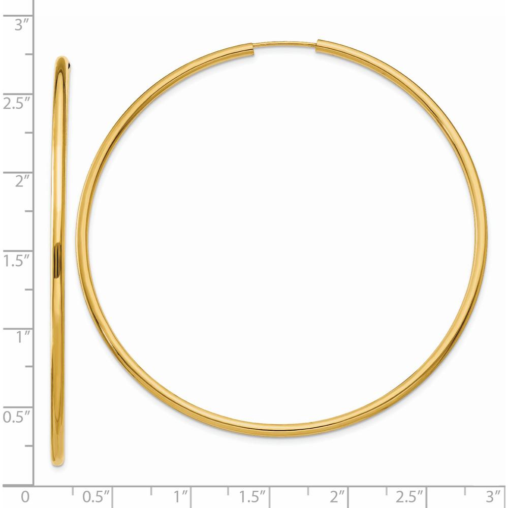 14K Yellow Gold Polished 65mm Endless Hoop Earrings by Oro Pregiato