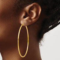 14K Yellow Gold Polished 65mm Tube Hoop Earrings by 0