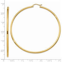 14K Yellow Gold Polished 65mm Tube Hoop Earrings by 0