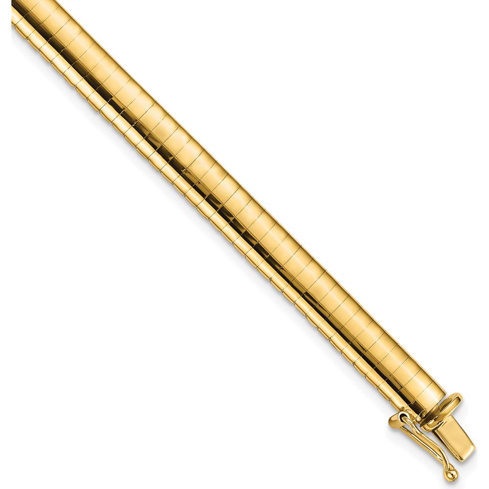 14K Yellow Gold Polished 6mm Domed Omega Bracelet - 7" Length by Oro Pregiato