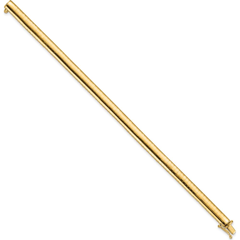 14K Yellow Gold Polished 6mm Domed Omega Bracelet - 7" Length by Oro Pregiato