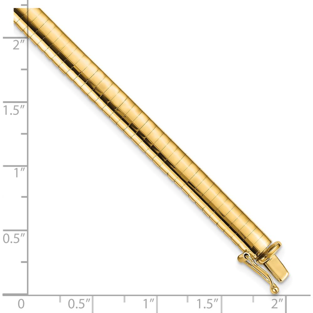 14K Yellow Gold Polished 6mm Domed Omega Bracelet - 7" Length by Oro Pregiato