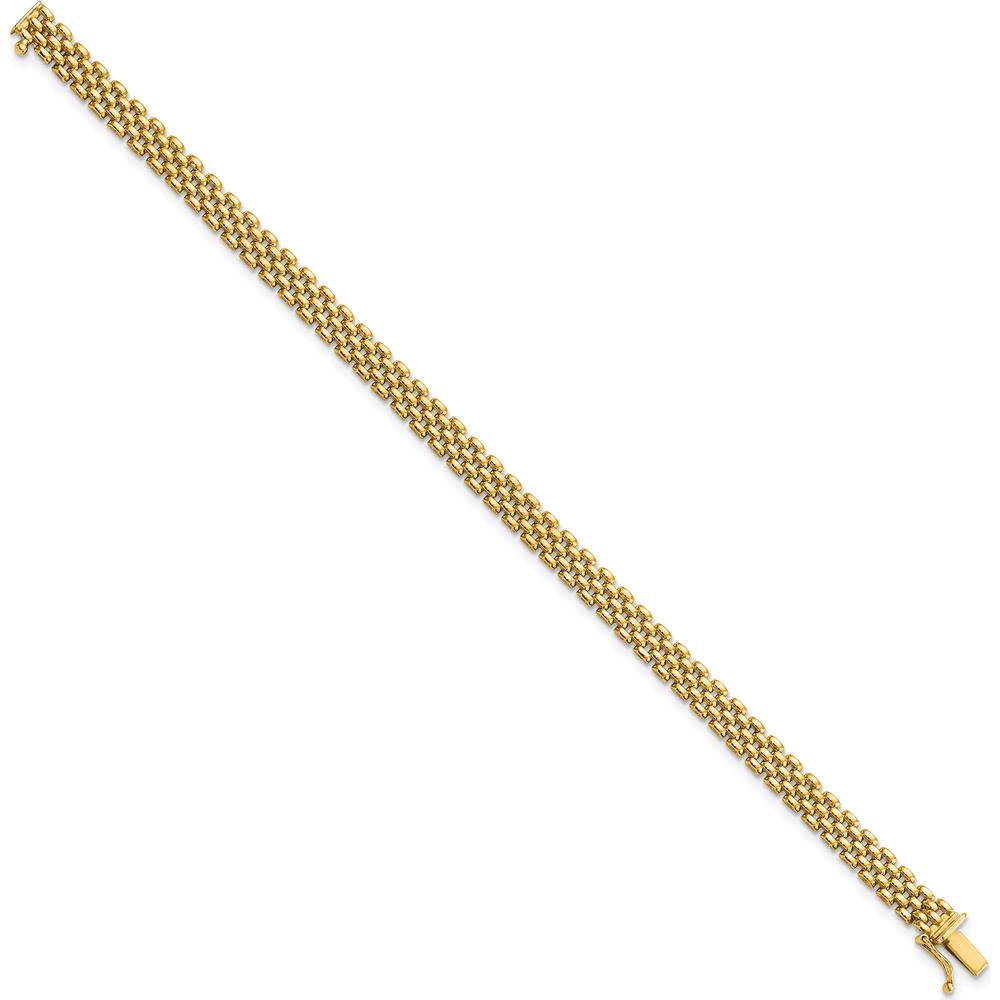 14K Yellow Gold Polished 6mm Panther Link Bracelet - 7.5" Length by Oro Pregiato
