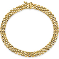 14K Yellow Gold Polished 6mm Panther Link Bracelet - 7.5" Length by Oro Pregiato