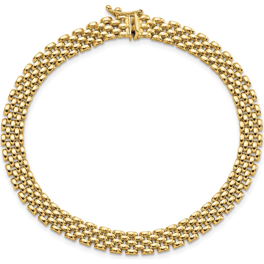 14K Yellow Gold Polished 6mm Panther Link Bracelet - 7.5" Length by Oro Pregiato