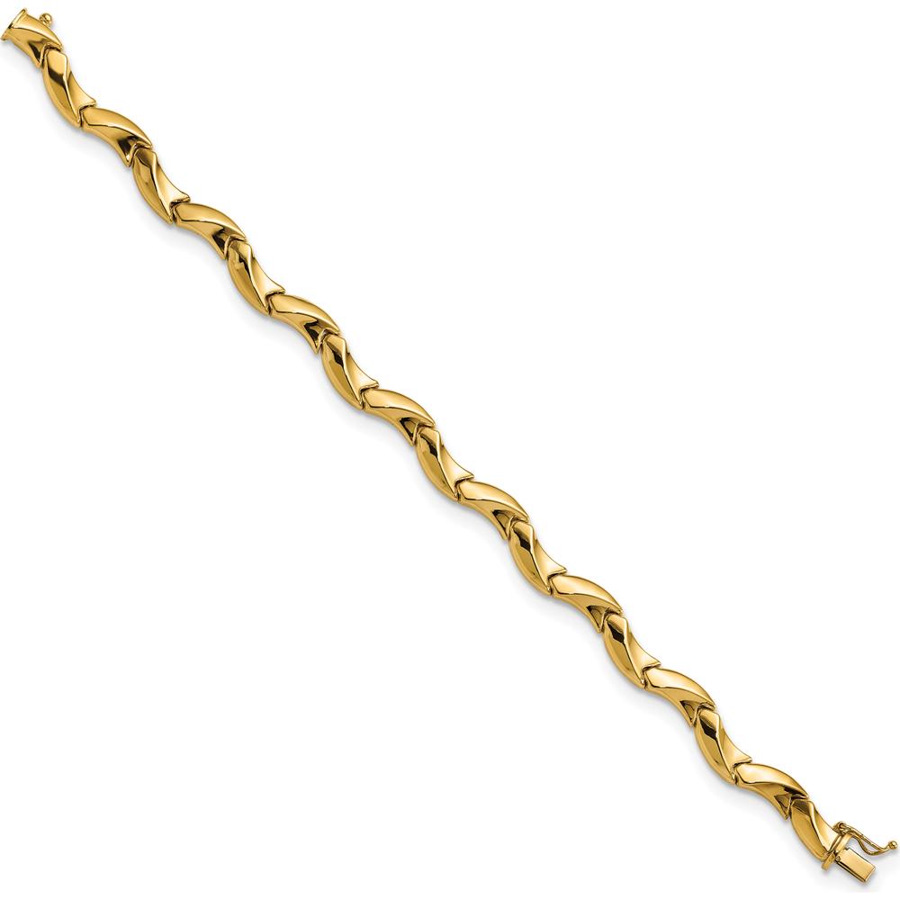 14K Yellow Gold Polished 7.25mm Fancy Wavy Link Bracelet - 7.5" Length by Oro Pregiato